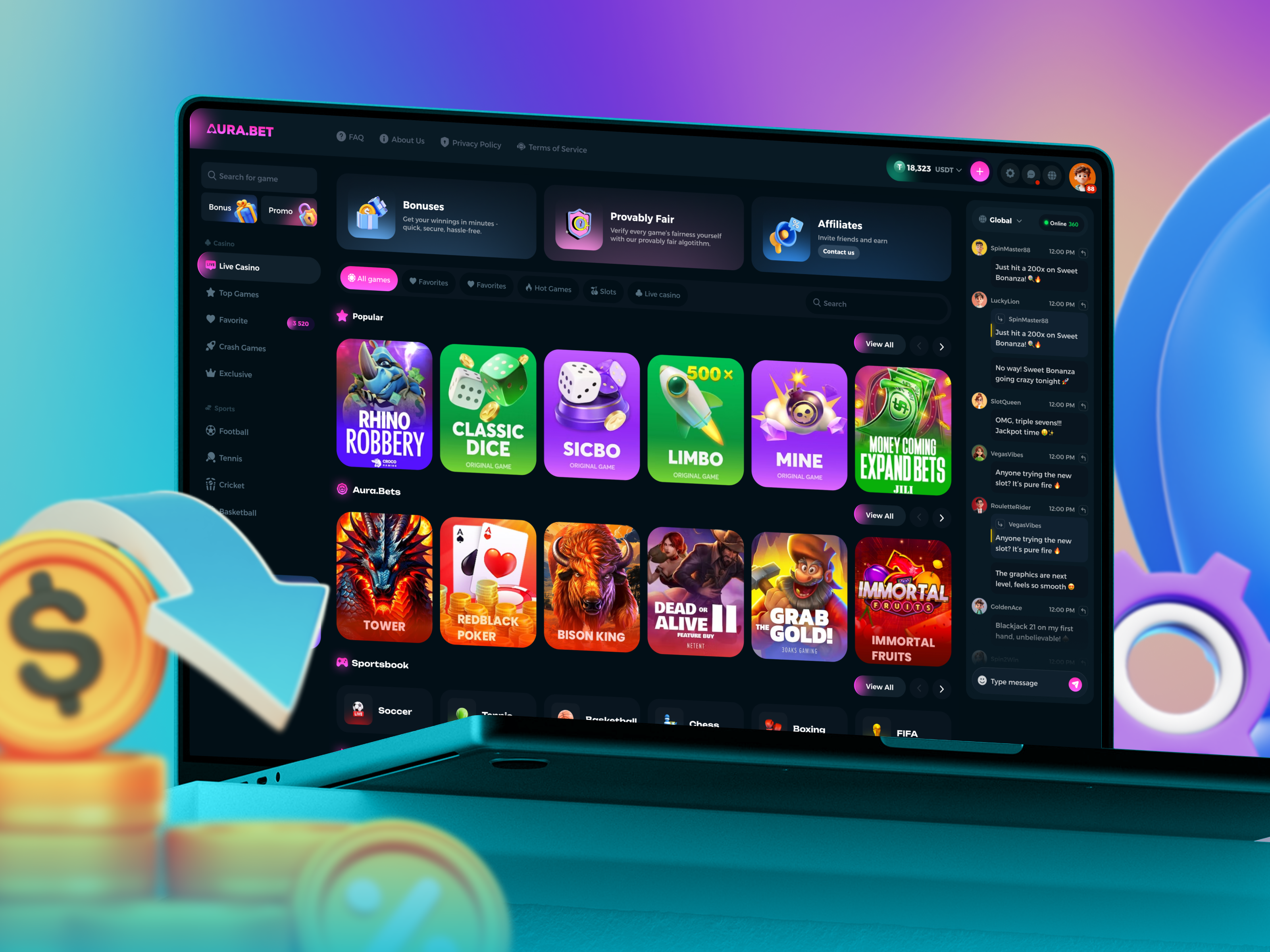 Casino Slots Game - Gaming Interface betting website casino casino design casino gambling casino interface casino website crypto casino gambling gambling design gambling website game design gaming website interface online casino original games slots web web design website