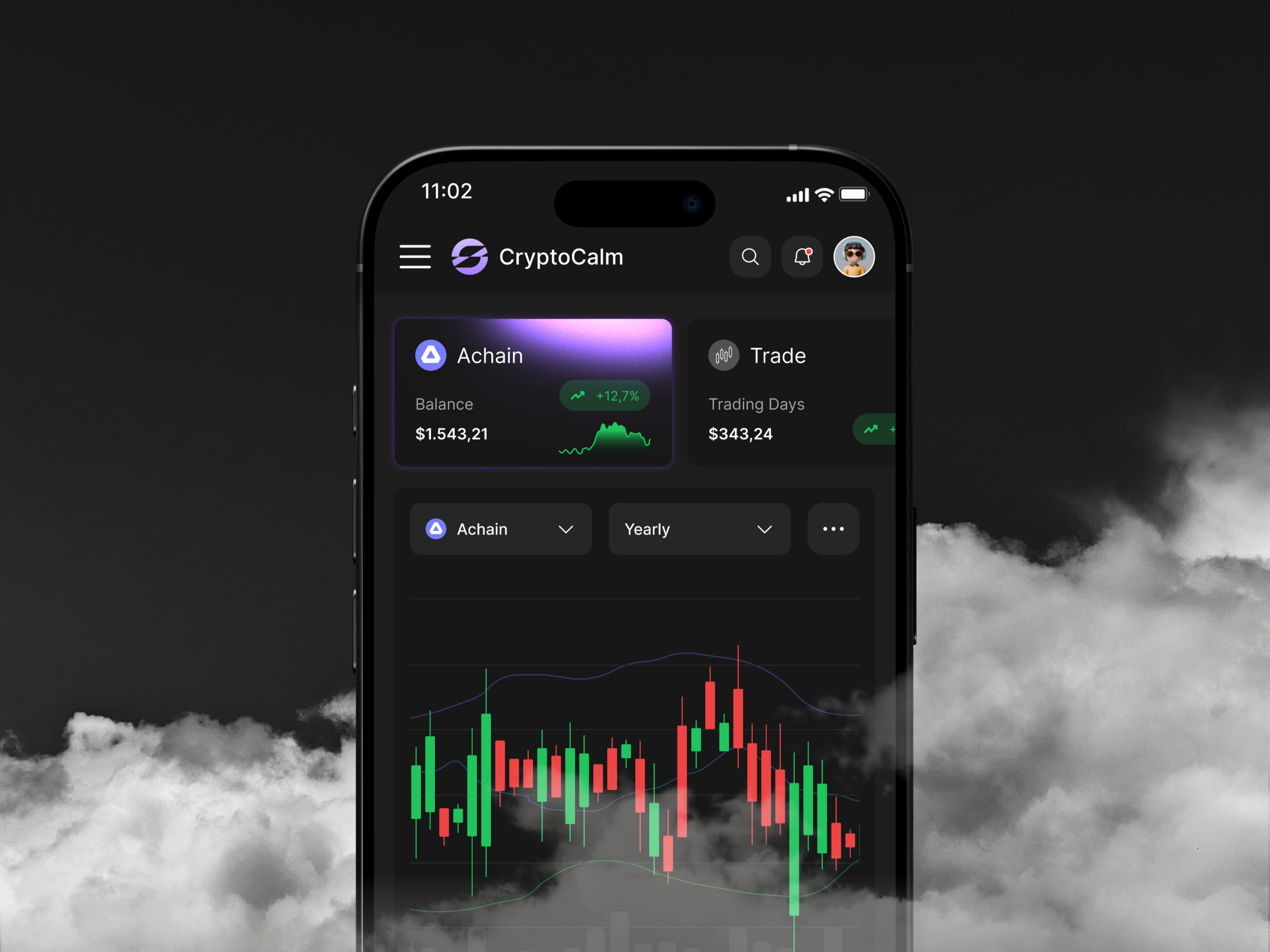 Example of CryptoCalm — Beginner Crypto Trading App (Mobile UI)