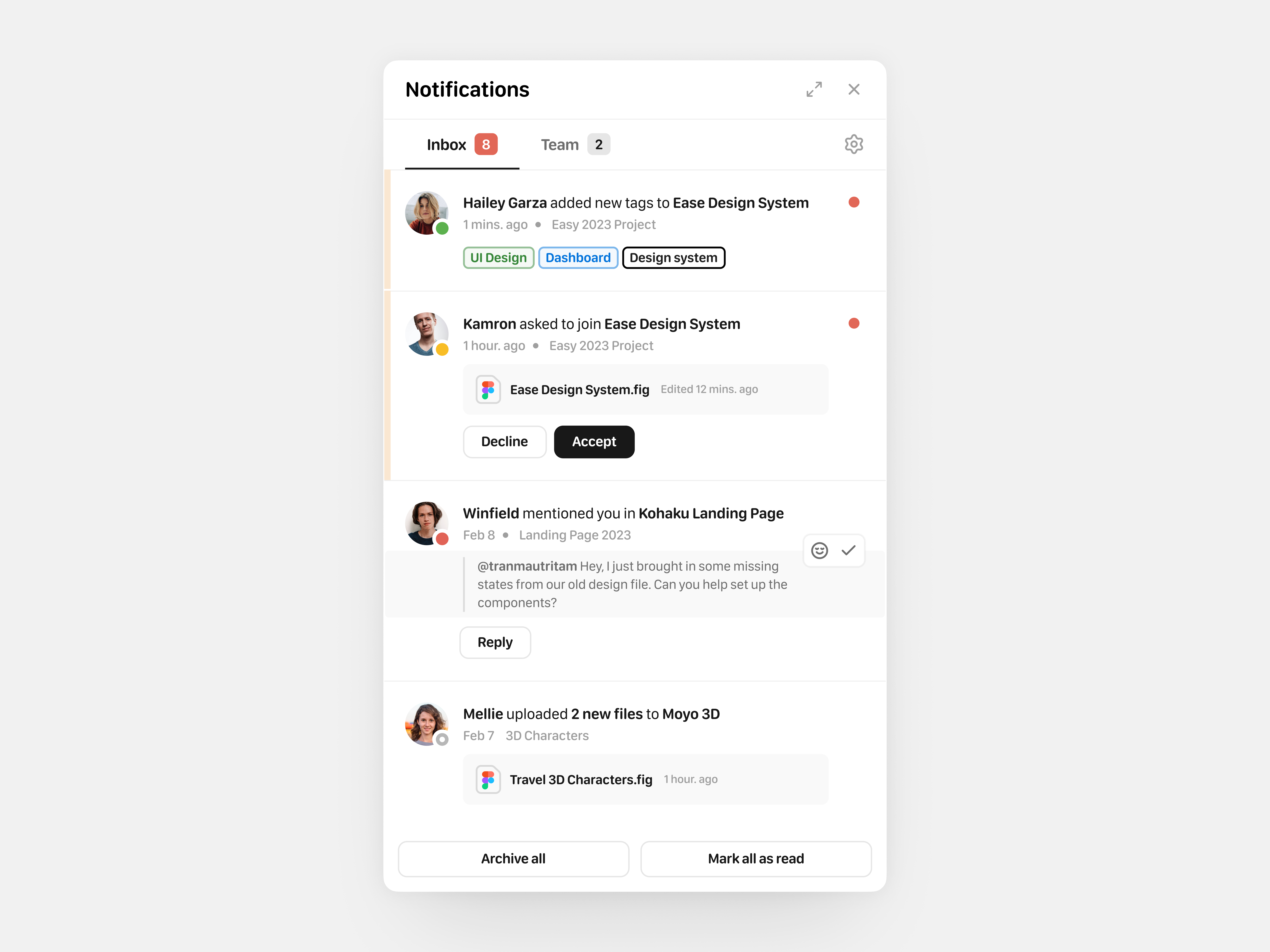 Notification Modal for Ease Dashboard by Tran Mau Tri Tam on Dribbble