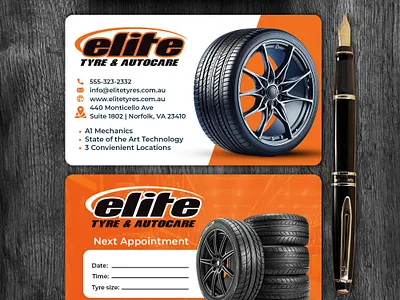 elite type & autocare business card design.