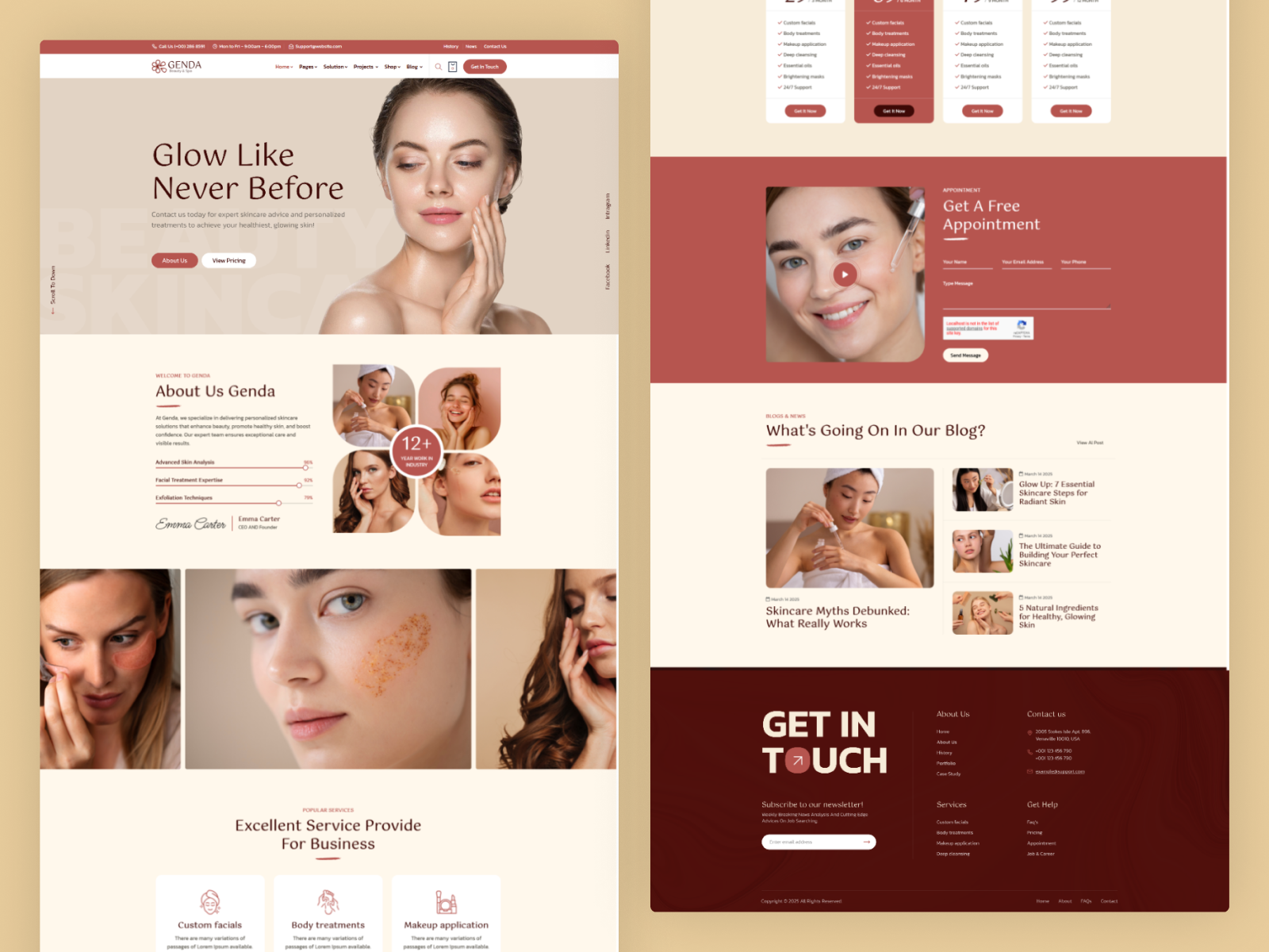 Genda | Beauty and Skincare Bootstrap 5 Template beauty genda graphic design html spa ui website