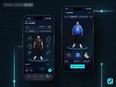 Fitness Mobile App UI Design – Ready Player Fit app landing page fitness app ui fitness dashboard fitness website design gym website habit tracker health app interactive design landing fitness mobile app design mobile app ui mobile ui design personal trainer website pheomenon studio product design ui ux design wellness app workout icon workout logo