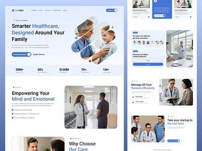 CareSync – Modern Healthcare Landing Page UI healthcare healthcare app healthcare landing page healthcare modern design healthcare saas healthcare ui landing page medical modern ui medical ui medical website product design responsive design ui design user interface ux design web design