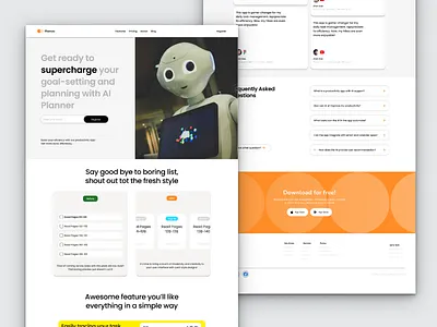 Planoo - AI Powered Planner Landing Page Concept cleanui designinspiration landingpage productivityapp saas uidesign uiux uiuxdesign uxdesign visualhierarchy webdesign