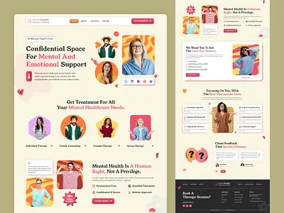 Mental Health Clinic landing page branding design doctor header home care service landing page medical mental health pharmacy platform profile website therapist therapy ui ui design uiux ux design web design website wellness