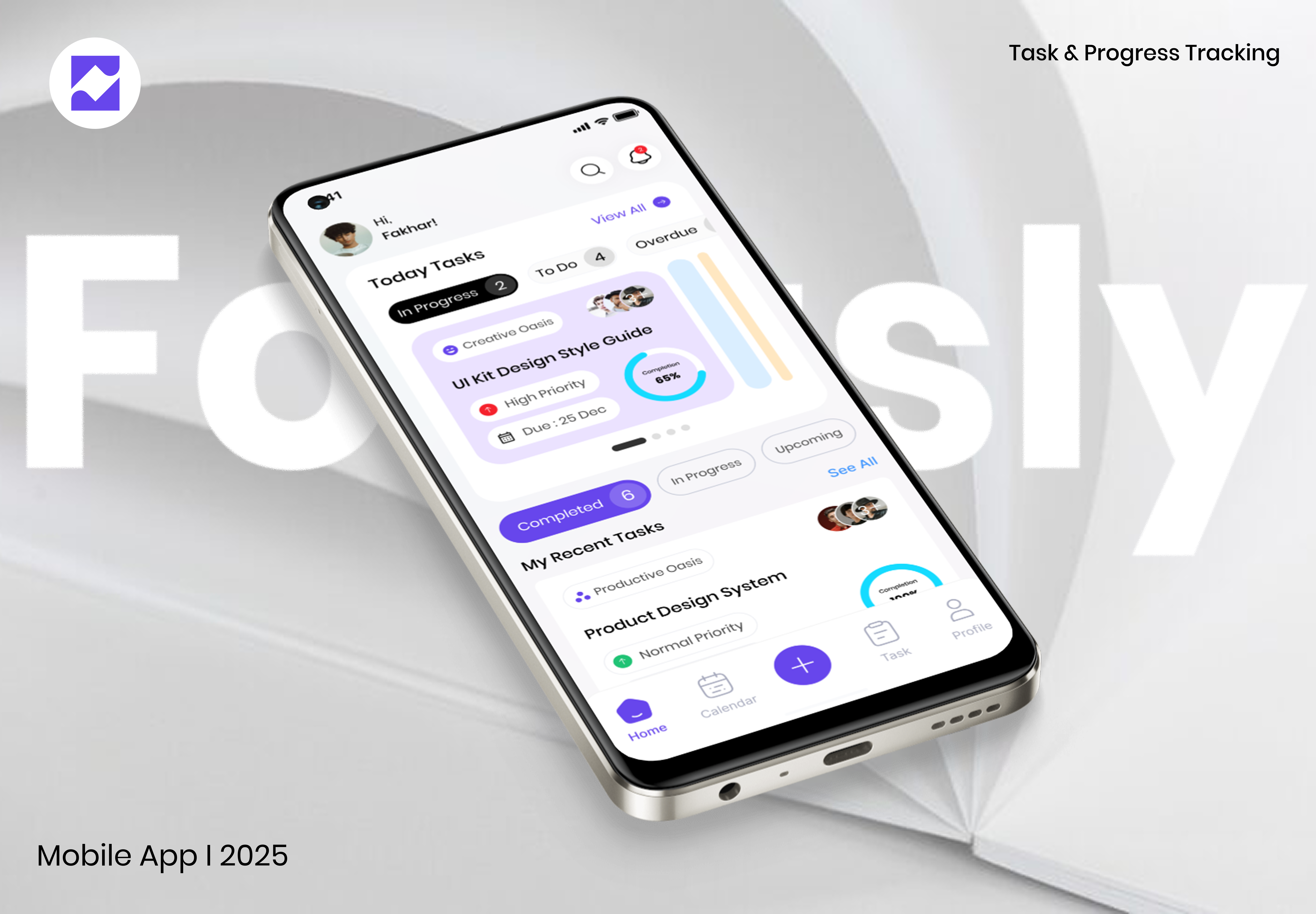 Focusly - A Task Management App UI Design calendar tasks daily tasks focus app goal tracking mobile app design productivity app productivity tools progress tracking project management smart tasks task management task manager task planner task tracking team collaboration time management to do app ui ux design work management workflow management