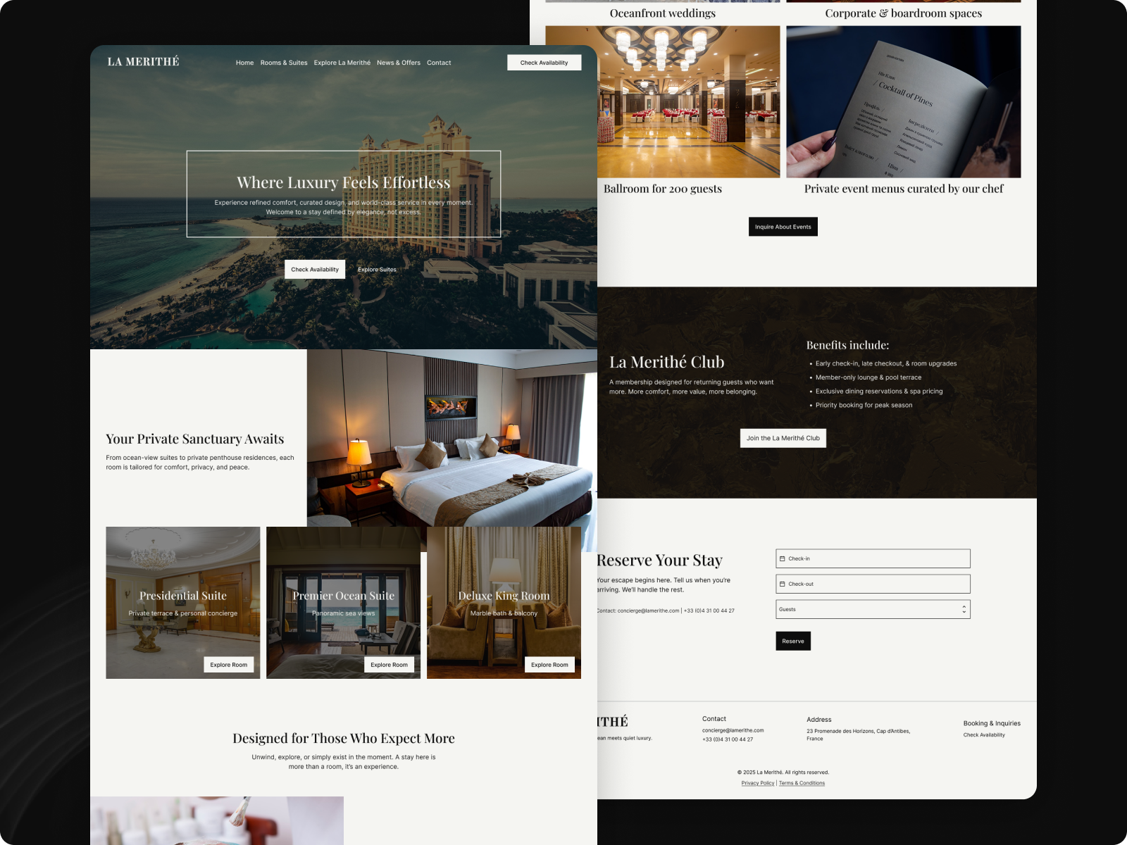 Example of Luxury Hotel Landing Page