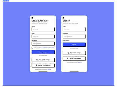 Sign In & Sign Up dailyui mobile design sign in sign in mobile sign in with social sign up sign up mobile