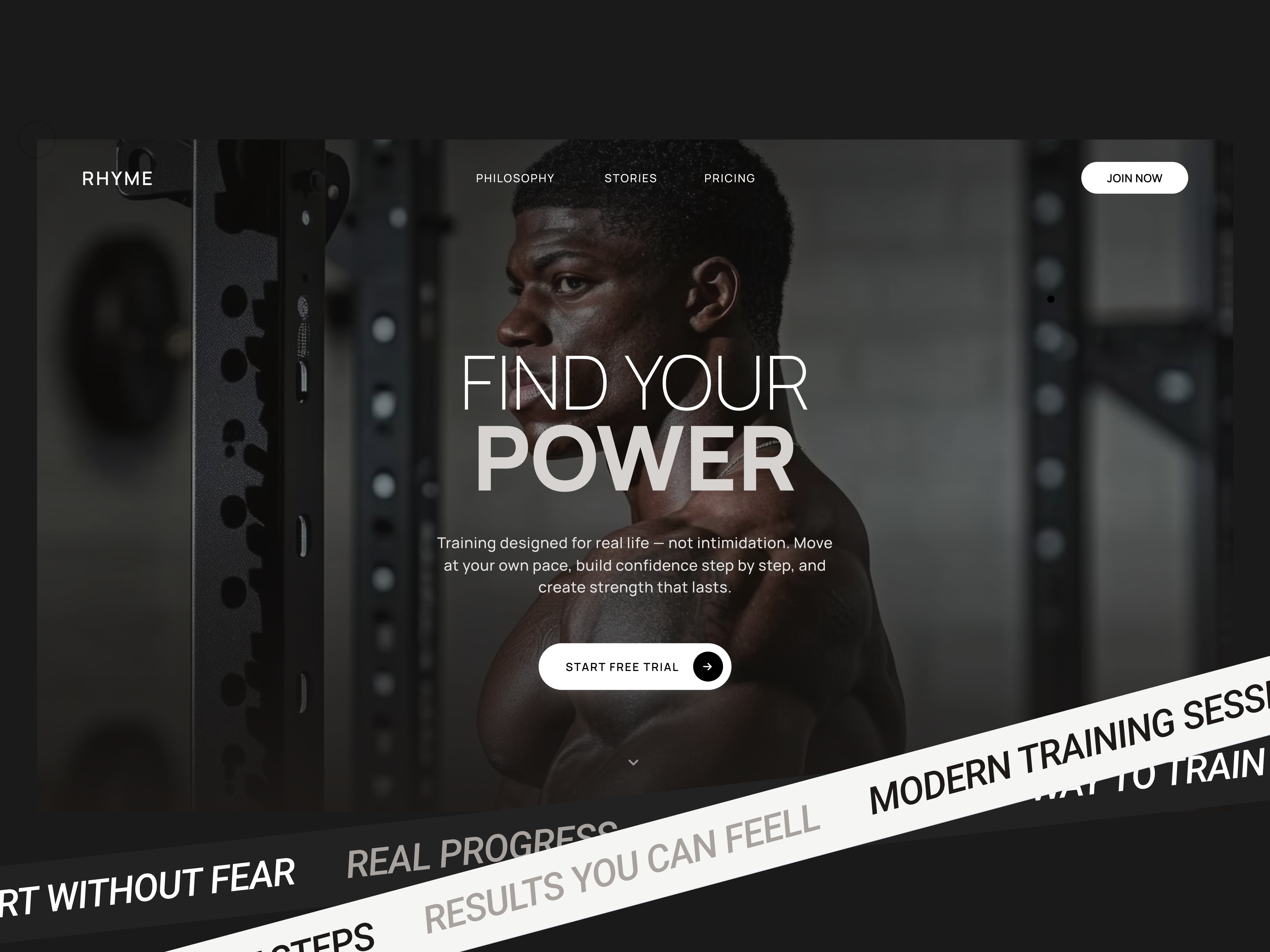 Example of Gym App · Landing page