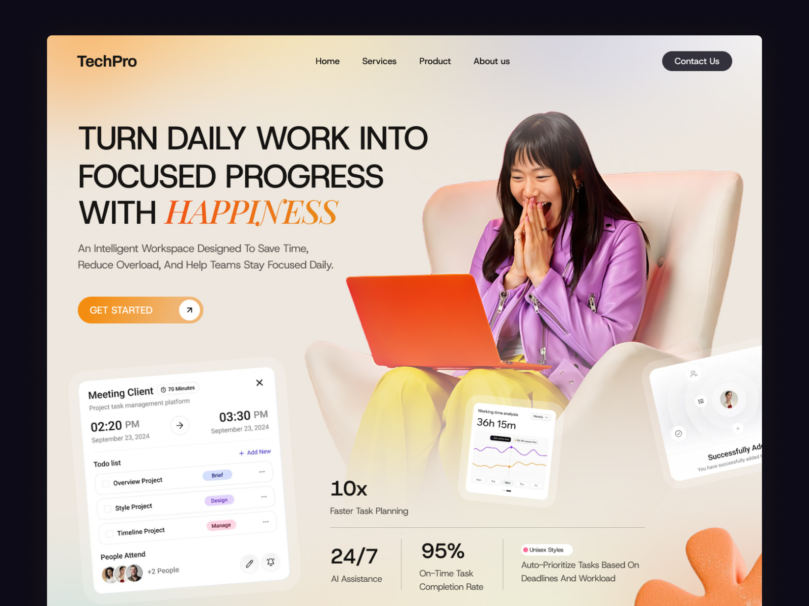 Designing a Clear, Scalable Product Management SaaS Website admin analytics component dashboard hero section landing ui management platform product design saas shopify task management techwitpro time tracking tools uikit uiux web hero wordpress