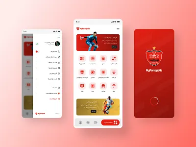 MyPersepolis Project — A Super App for Every Red Moment app football main page menu persepolice red soccer splash super app ui kit