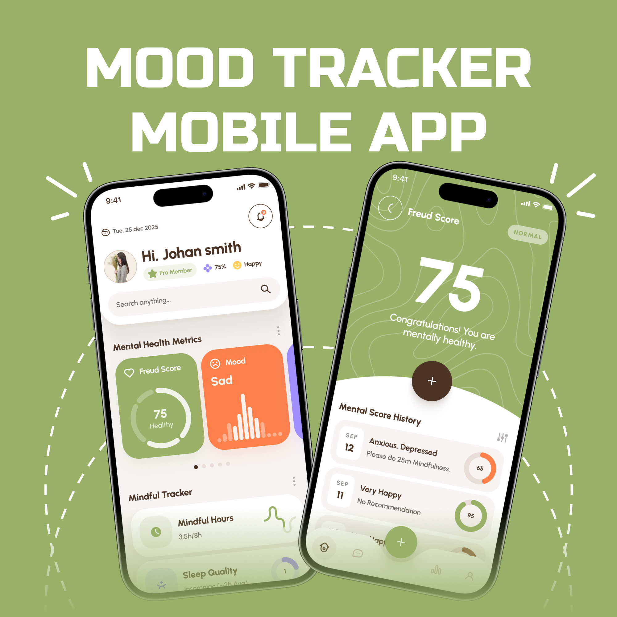 Mood Tracker Mobile App UI Design ai android app dashboard appdesign design flutter illustration ios ios app mental health app mobile app ui mobileappdevelopment mood tracker mobile uiux wellness app