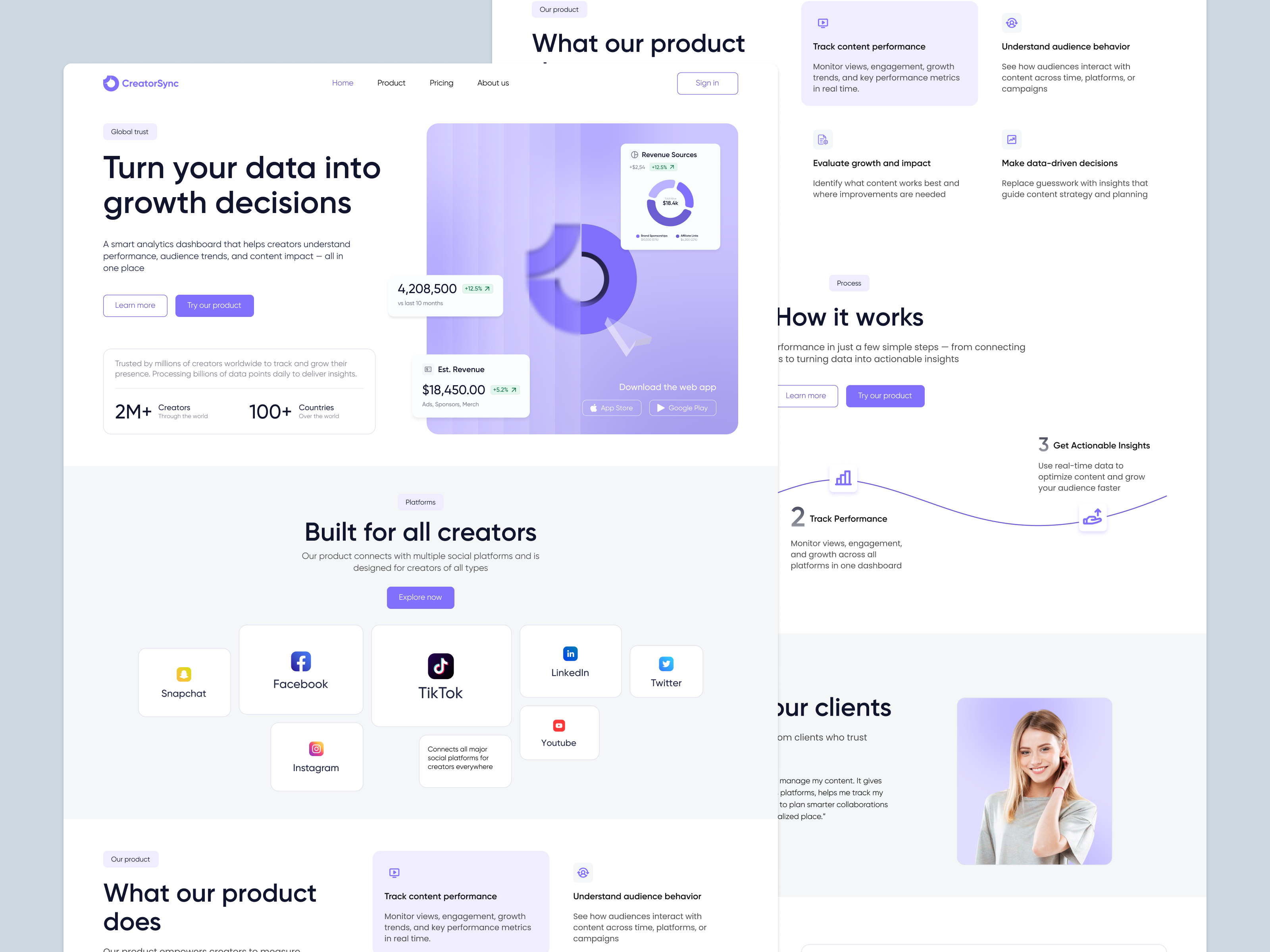 Example of CreatorSync – Landing Page