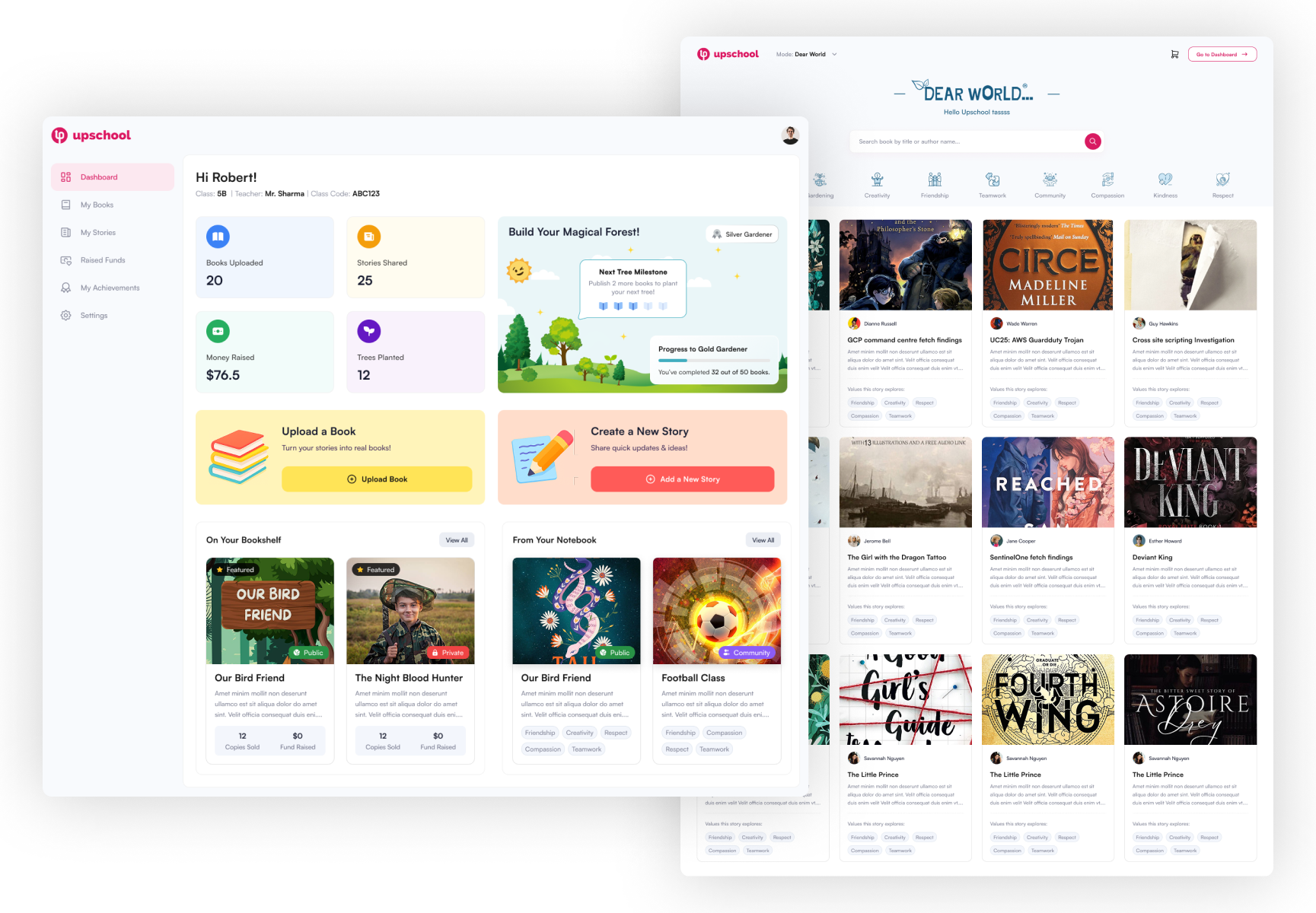 Example of Student LMS Dashboard - Where Stories Turn Into Impact