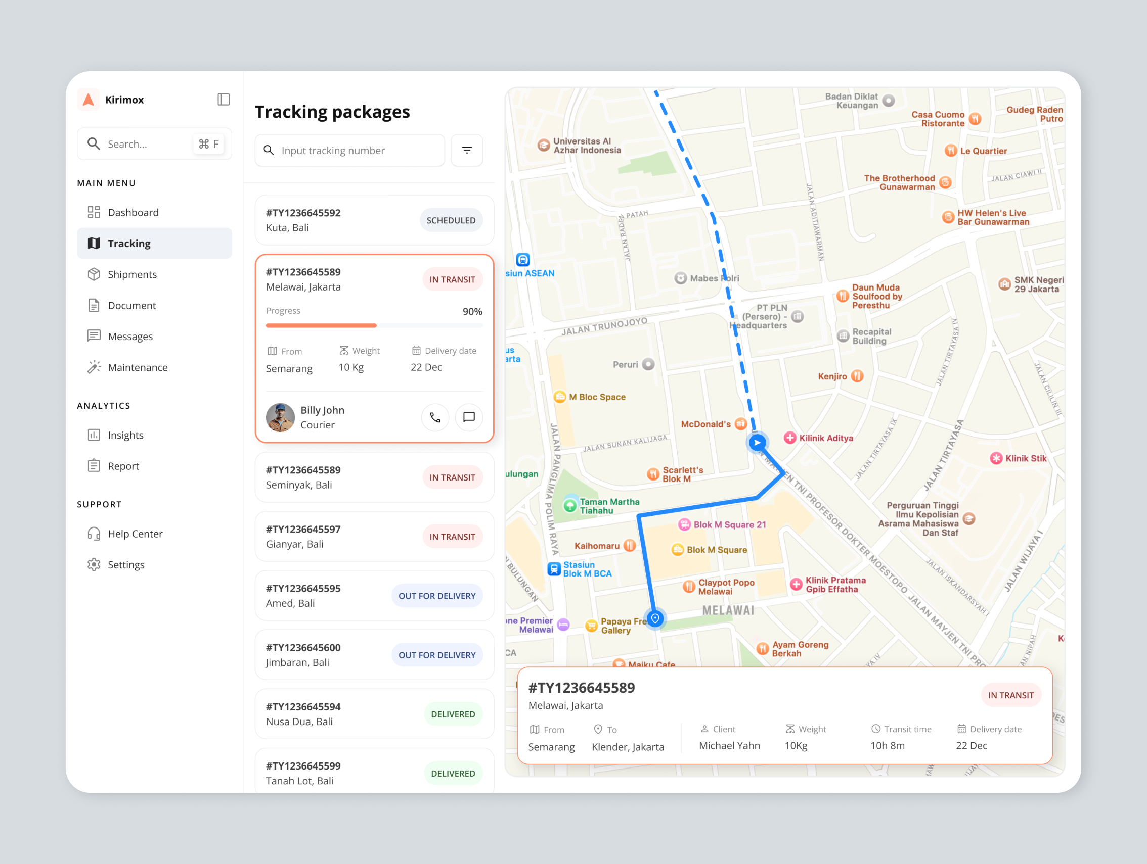 Kirimoxx - Logistic dashboard dashboard exploration explore logistic saas ui uidesign uiux webdesign