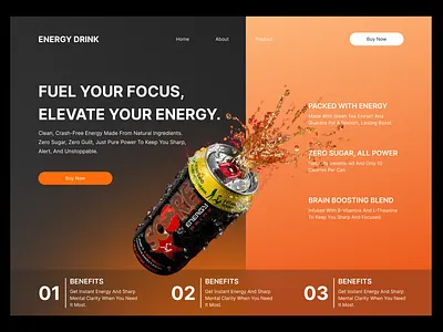 Energy Drink hero section landing page ui uiux