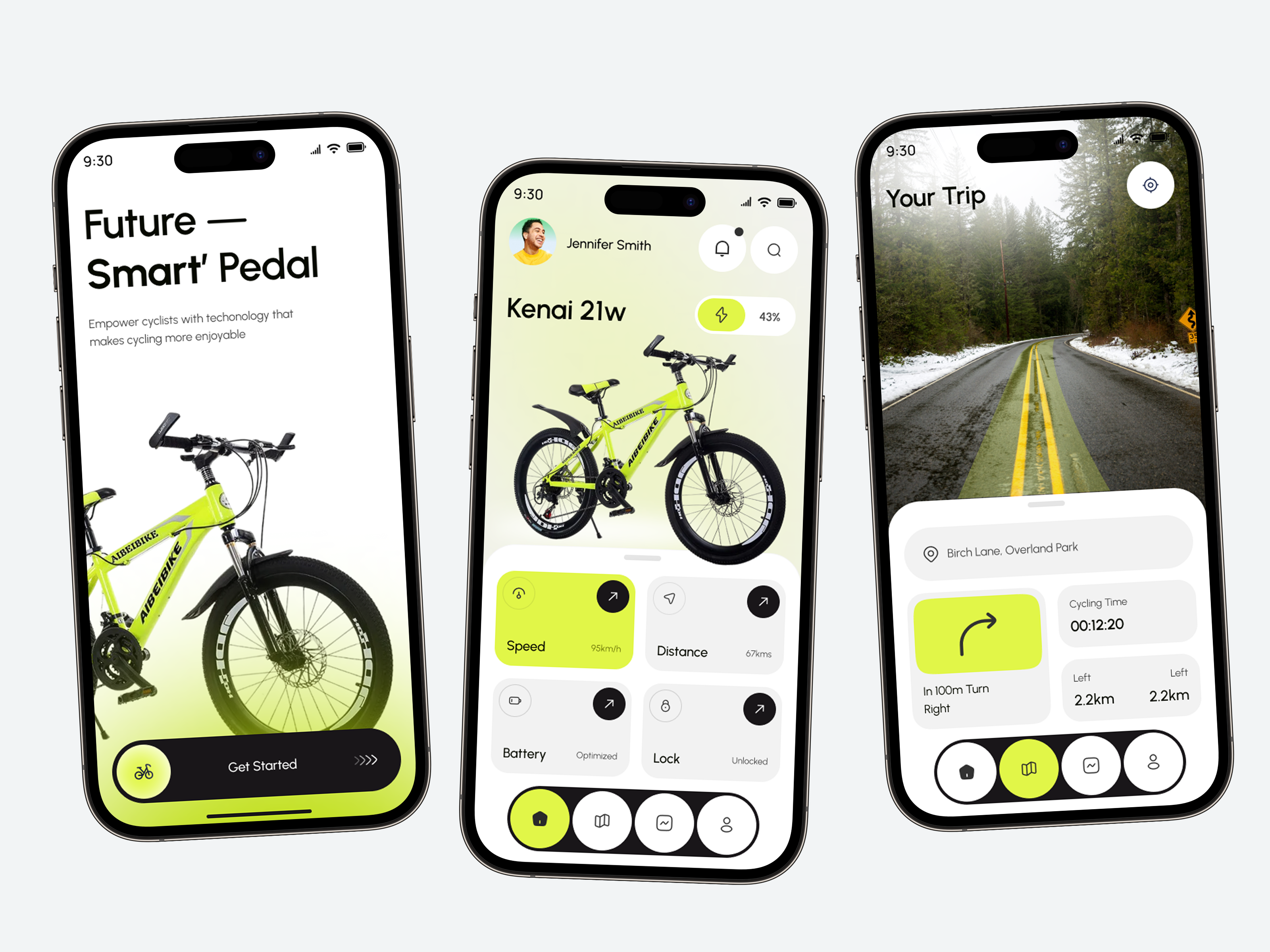 Smart Bike App Design app ui b2b bicycle biking clean ui cycling app cyclist digital design mobile mobile app mobile app design modern design product design route saas smart bike app smartbike app software ui design ux design