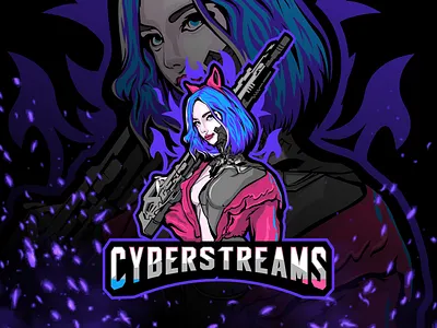 Cyberpunk Female Shooter Esports Mascot Logo competitive gaming cyber aesthetic cyber future logo cyber girl mascot cyberpunk logo cyberstreams digital warrior esports mascot logo female shooter logo fps gaming logo futuristic gaming logo gaming team logo modern esports logo neon gaming logo sci fi logo streamer branding tactical character tech gaming brand vector mascot
