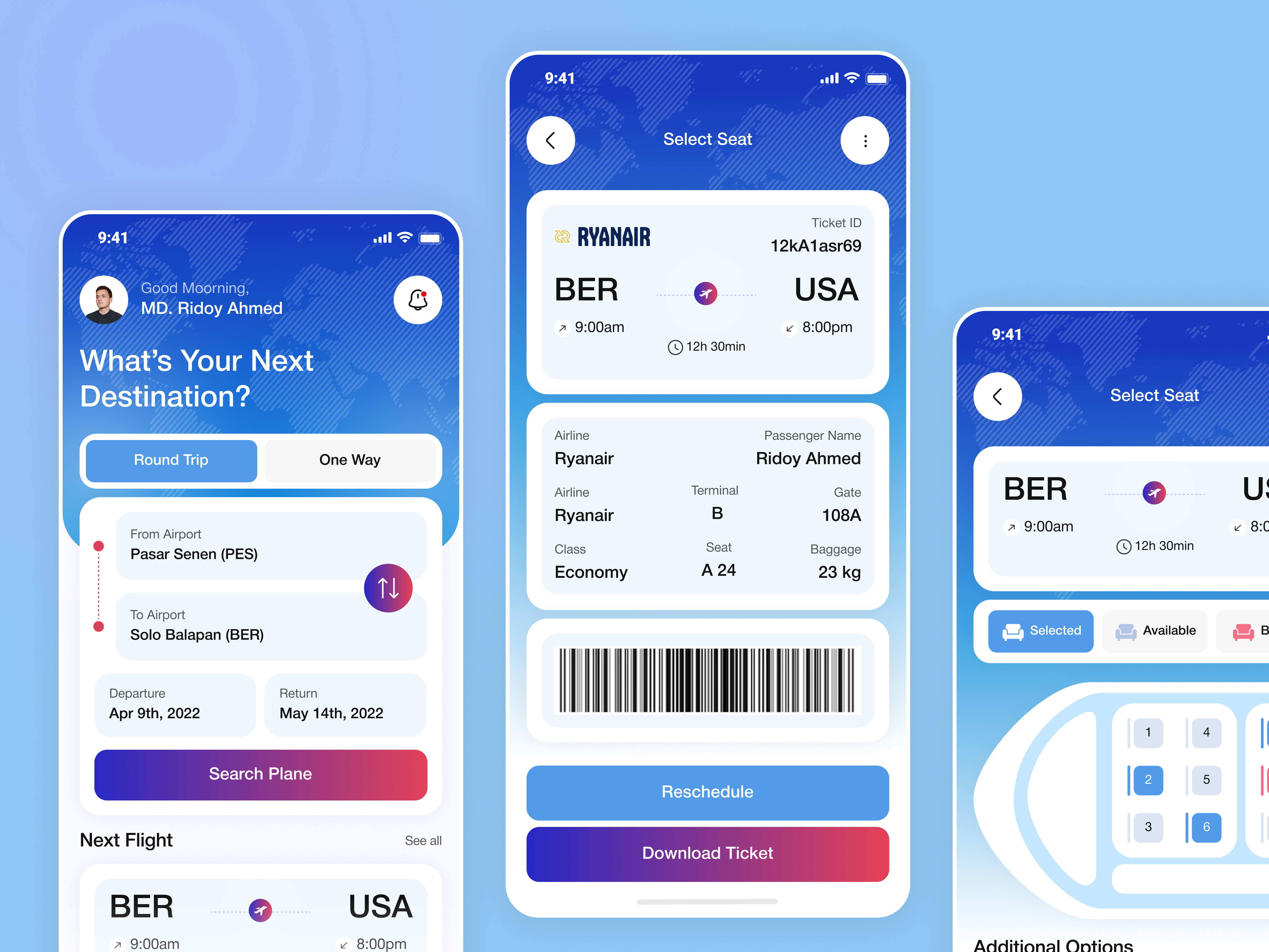 Flight Booking Mobile App Design Concept adventure air ticket e ticket flight flight app flight booking flight deals flight search mobile app mobile app design tourism travel travel app travel planing travel service trip trip planner ui design ui ux design