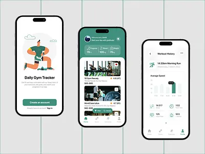 Fitness & Gym Tracker 💪🏋️🤸‍♂️ app app design app designer clean design figma fitness freelancer gym health mobile app mobile app designer ui ux welness workout yoga