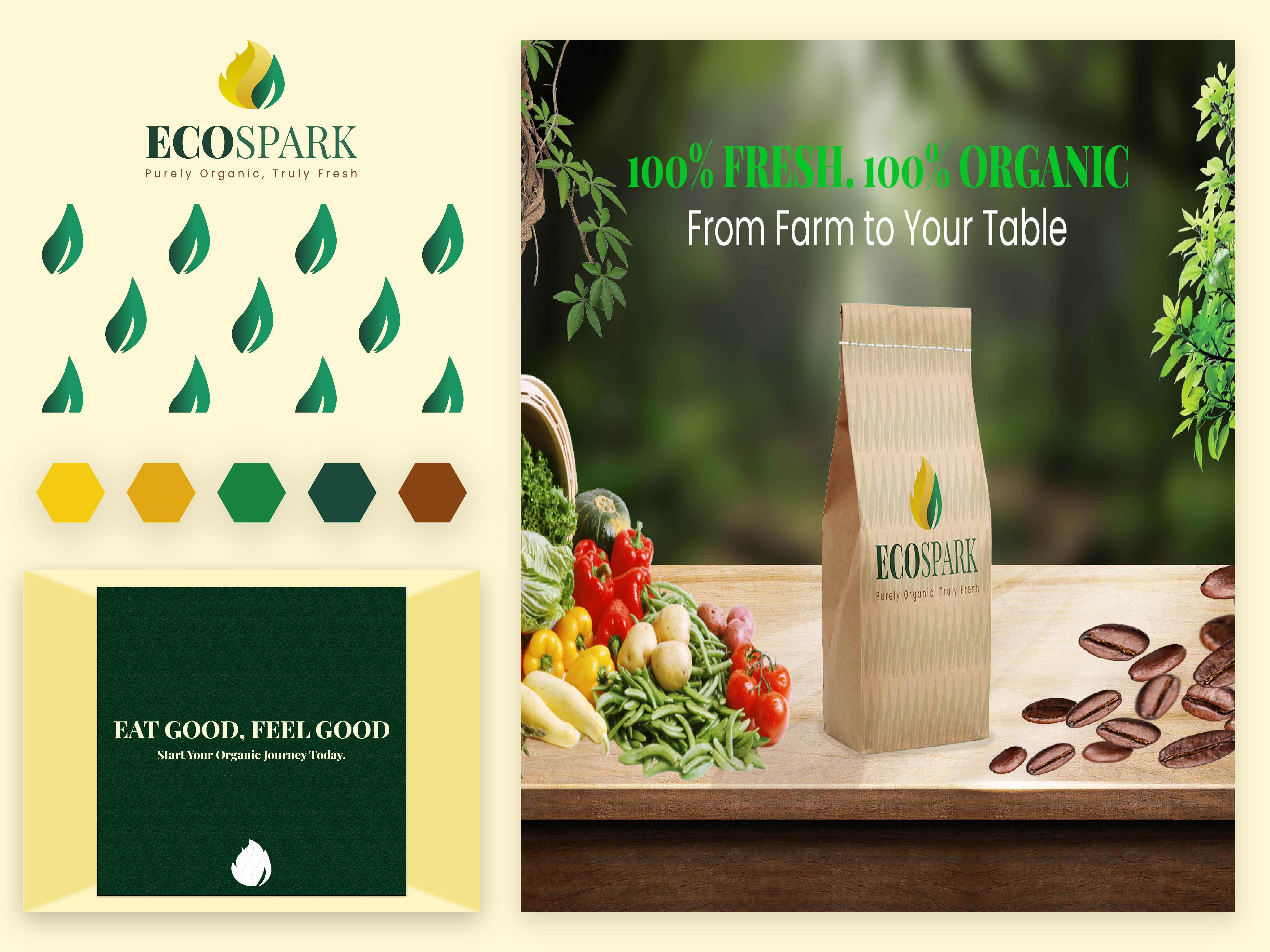Project Title: EcoSpark – Minimalist Organic Brand Identity brand identity branding eco friendly graphicdesign green identity logo logodesign minimalist organic packaging typography visualidentity