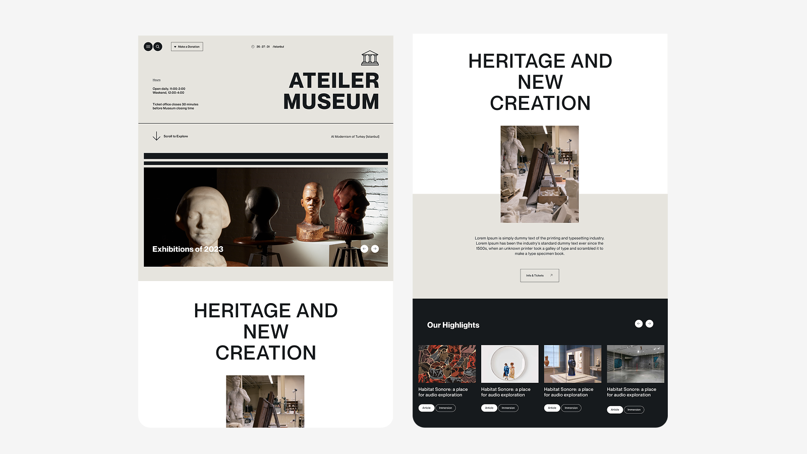 Museum branding clean concept creative design illustration layout typography ui ux