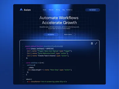 Axion Hero Section ai ai automation automation hero section landing page product design ui uiux uiux design ux design
