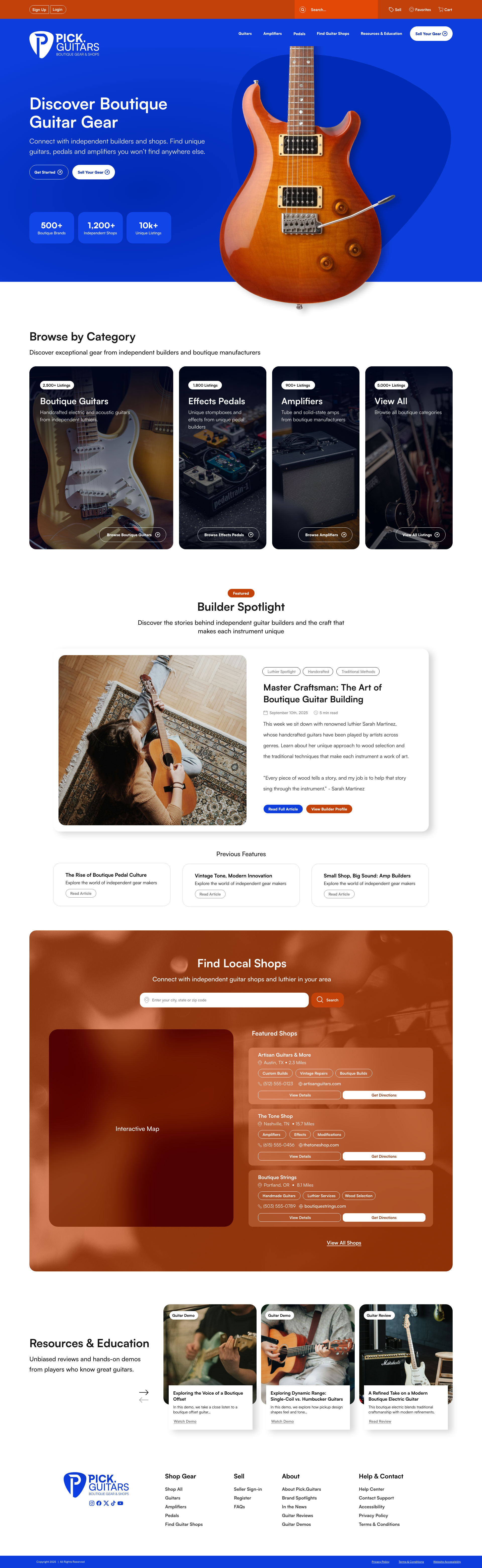 Boutique Guitar Website Design design graphic design website design