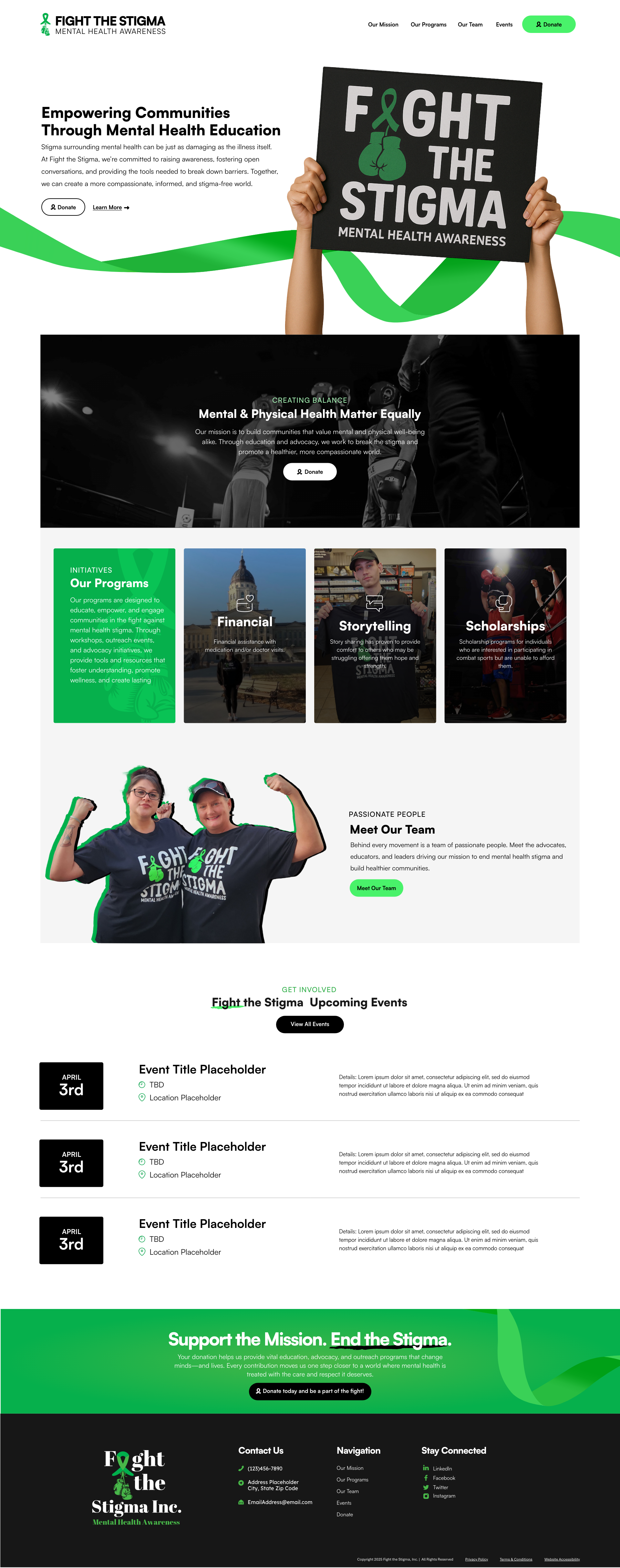 Fight the Stigma Home Page Design design graphic design home page design website design