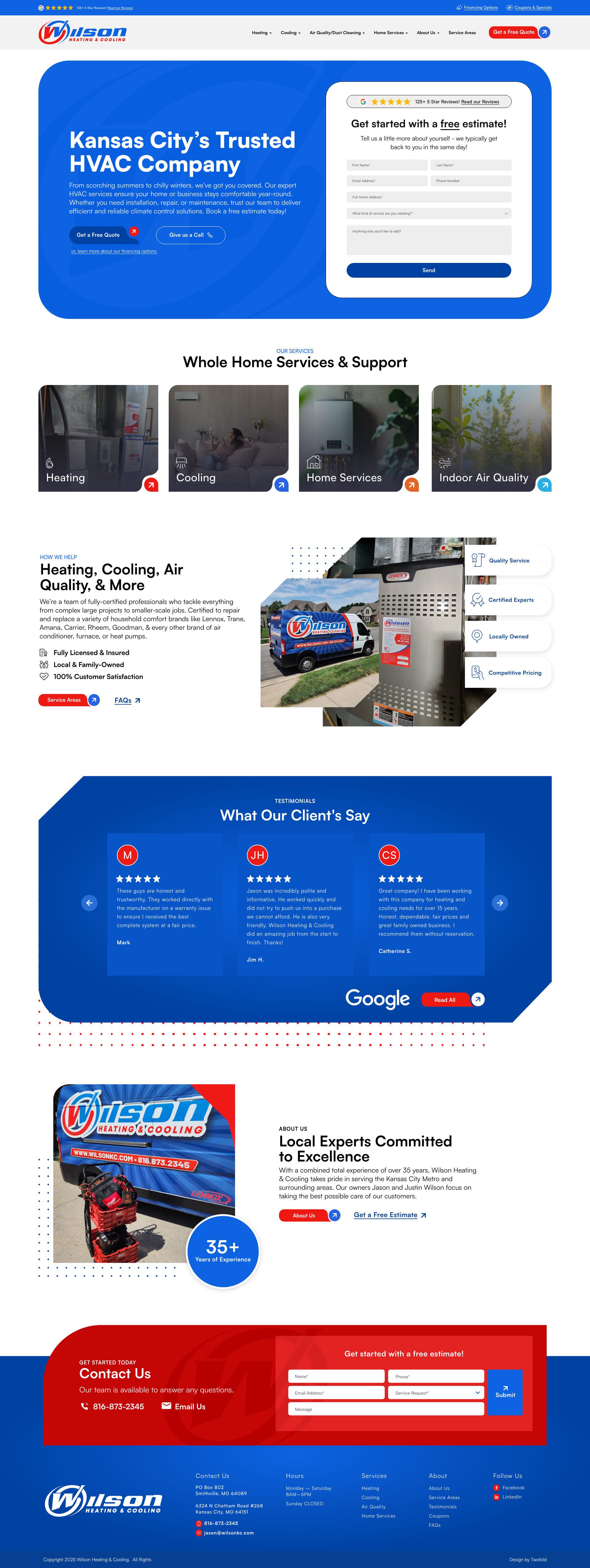 Wilson Heating & Cooling Home Page Design design graphic design website design