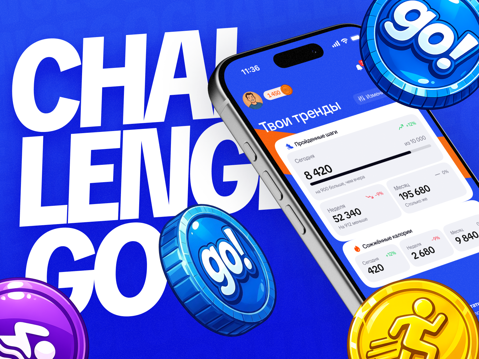 ChallengeGo — well-being service app design app design b2b challenges design figma sport app ui uiux well being