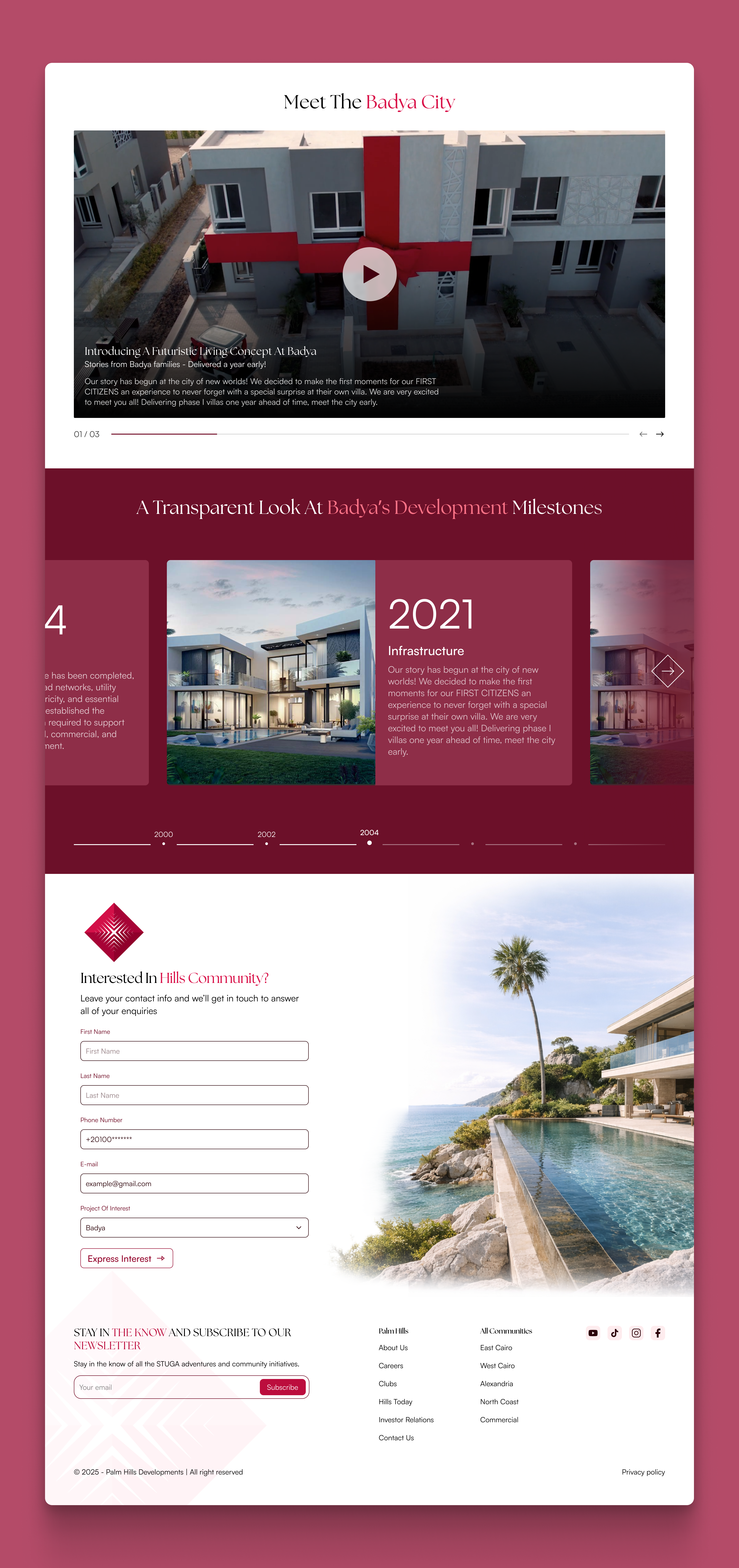 Palm Hills Redesign freelance landing page red redesign rose ui user interface ux web design website