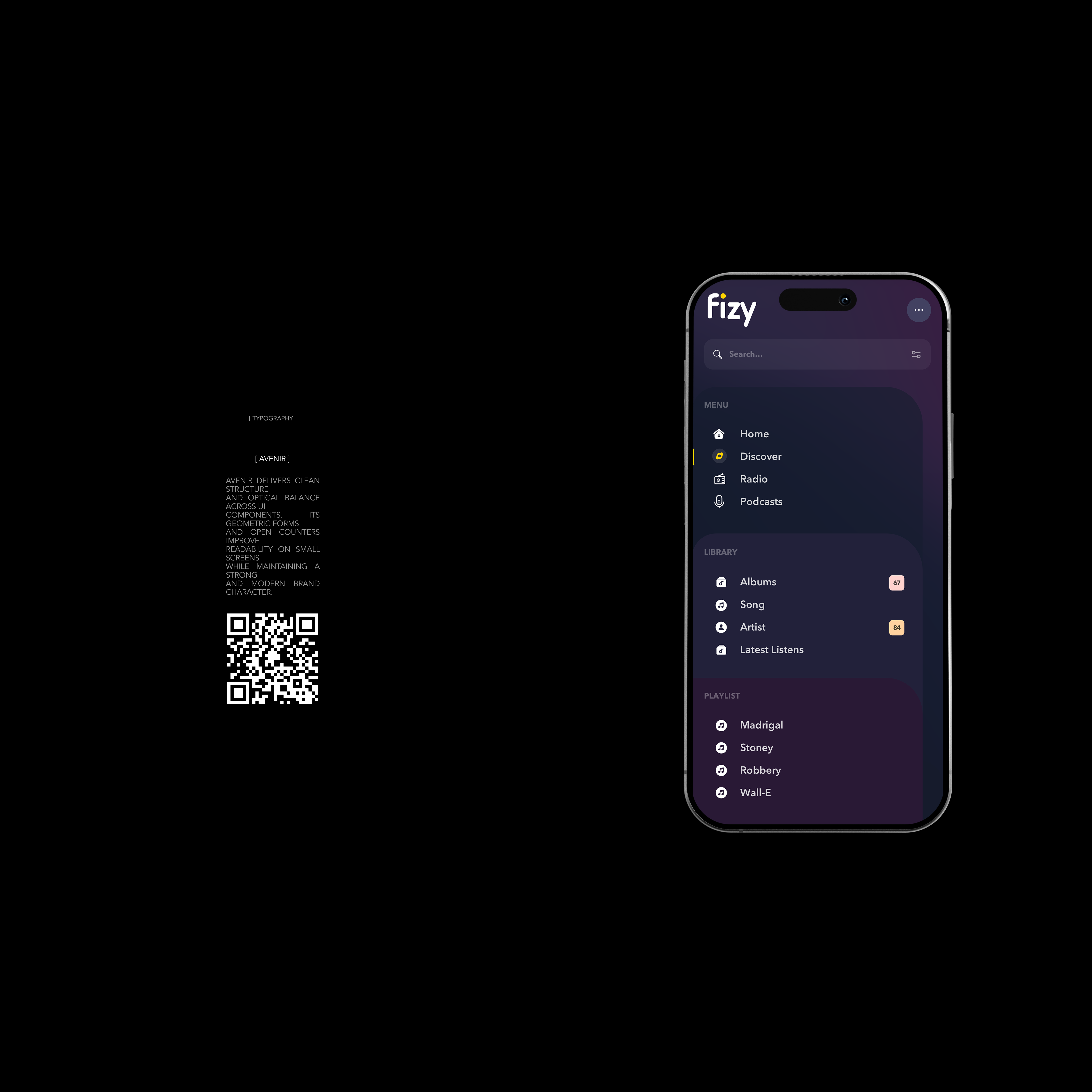 Fizy Music App app branding clean concept creative design illustration layout typography ui ux