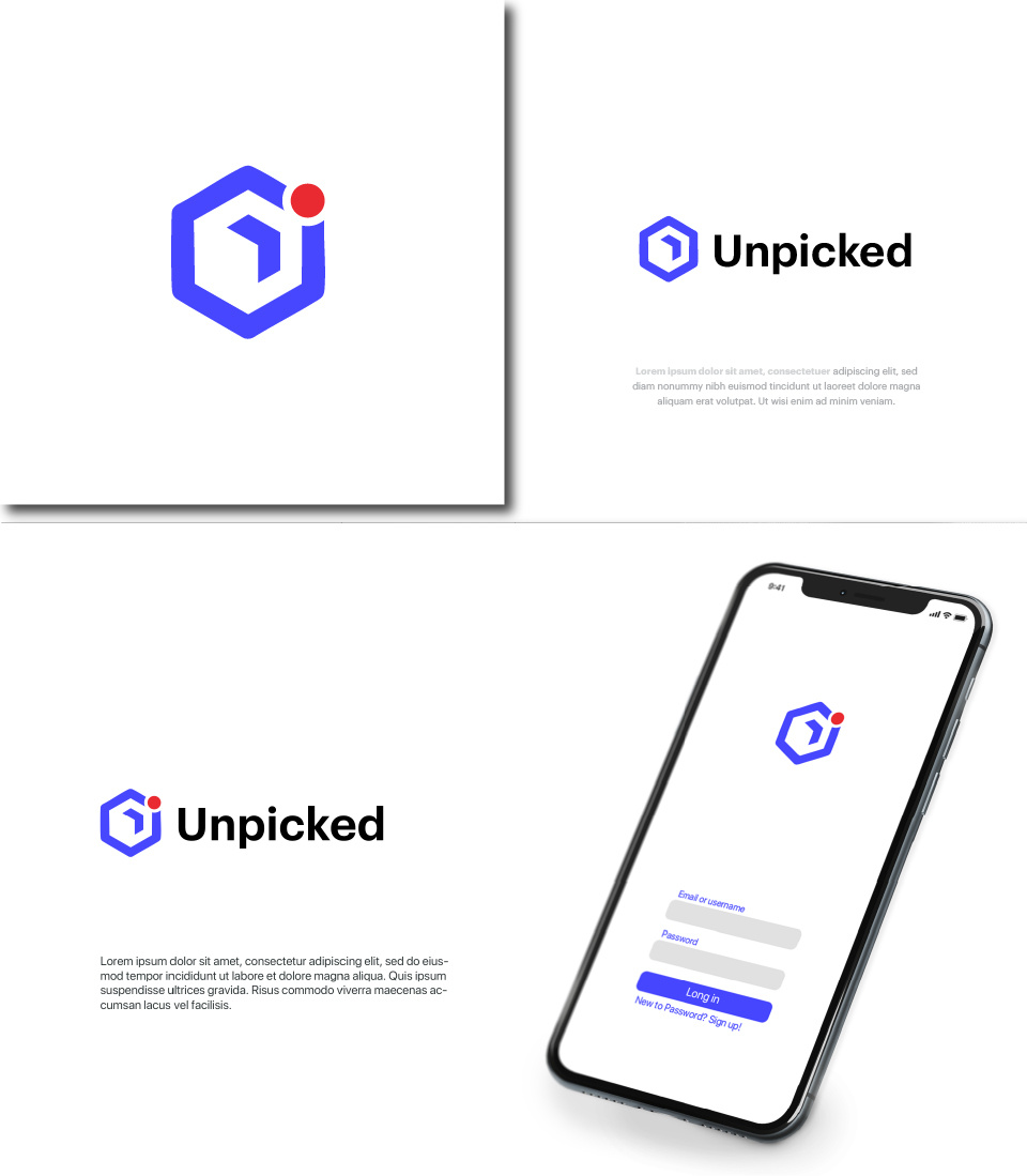 Unpicked Logo Design abstract box brand business company concept cube design element icon illustration logo logotype modern package shape sign symbol template vector