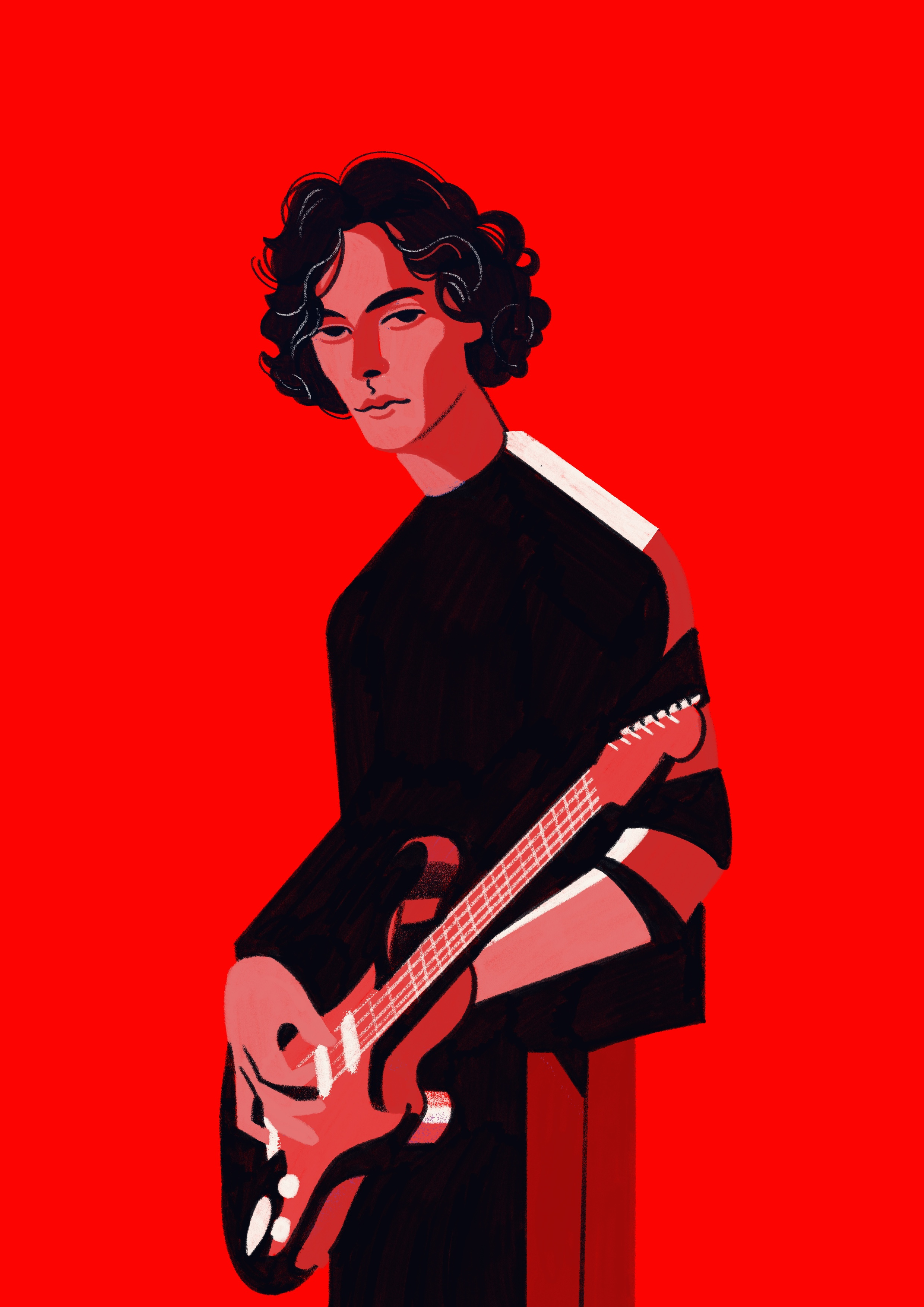 Jack White aka The White Stripes character guitar icon illustration illustrator jack white legend people portrait portrait illustration procreate rocknroll rocknroll legend seven nation army the white stripes