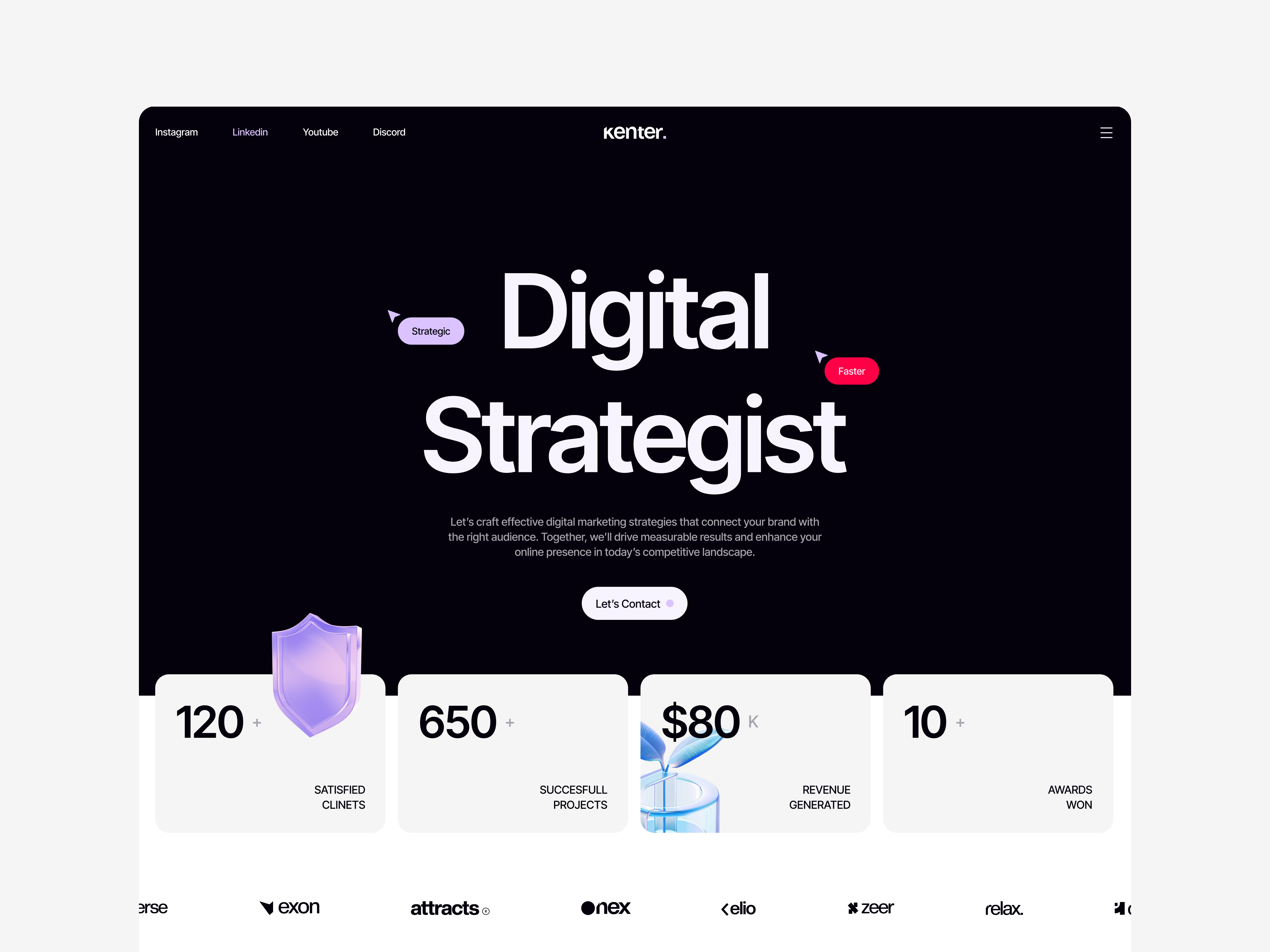 Kenter - Portfolio Website agency webflow template agency website landing page portfolio website web design webflow template website design website template