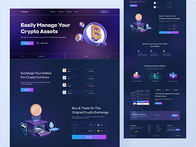 Crypto Exchange - Website Design bitcoin blockchain crypto currency crypto exchange crypto platform crypto website design home page illustration landing page modern nft trading typography ui ui design ui ux ux web design website design