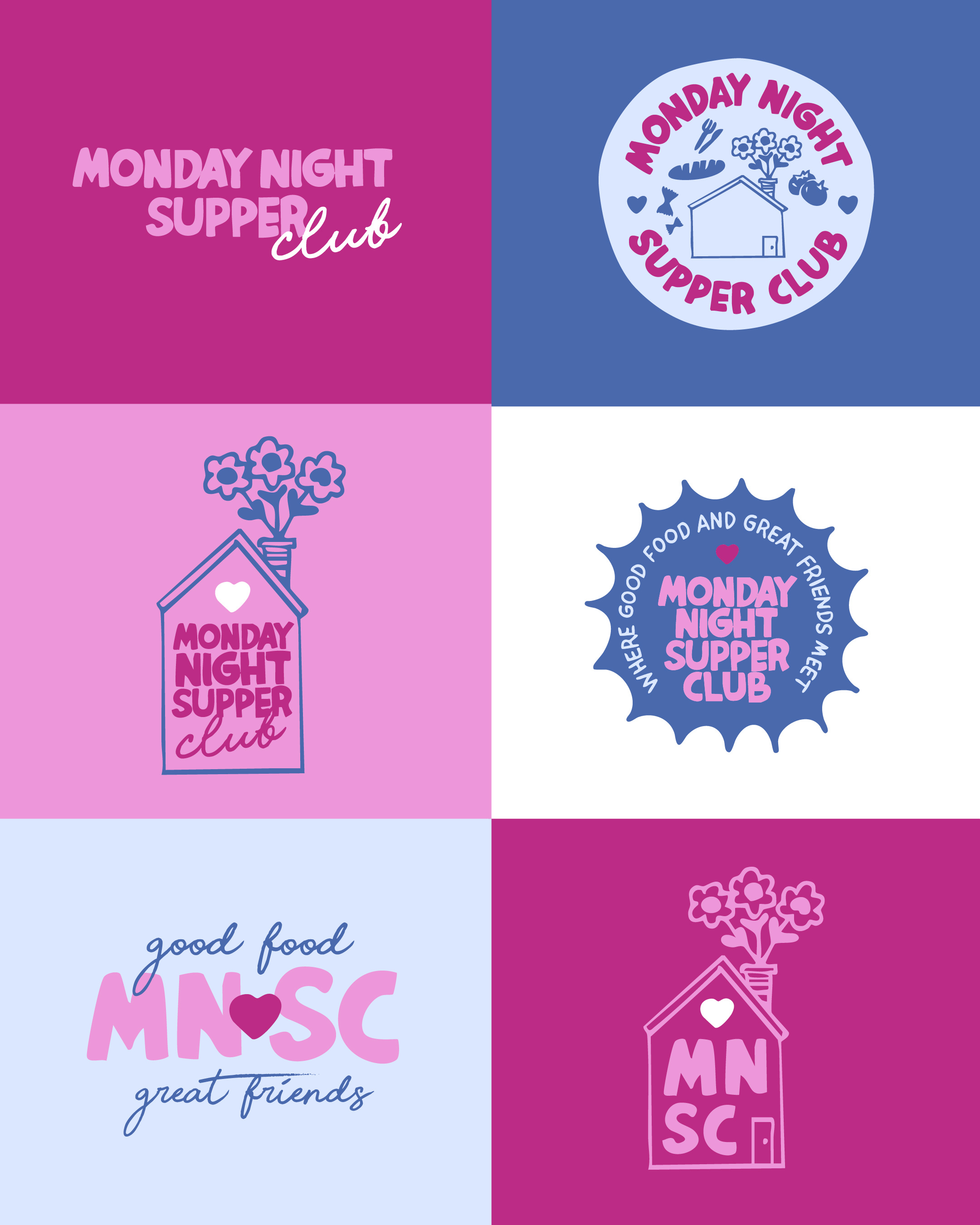 Monday Night Supper Club Branding badge branding club cozy event feminine flowers gathering girls house ladies logo monday monday night supper club night supper supper club warm women womens