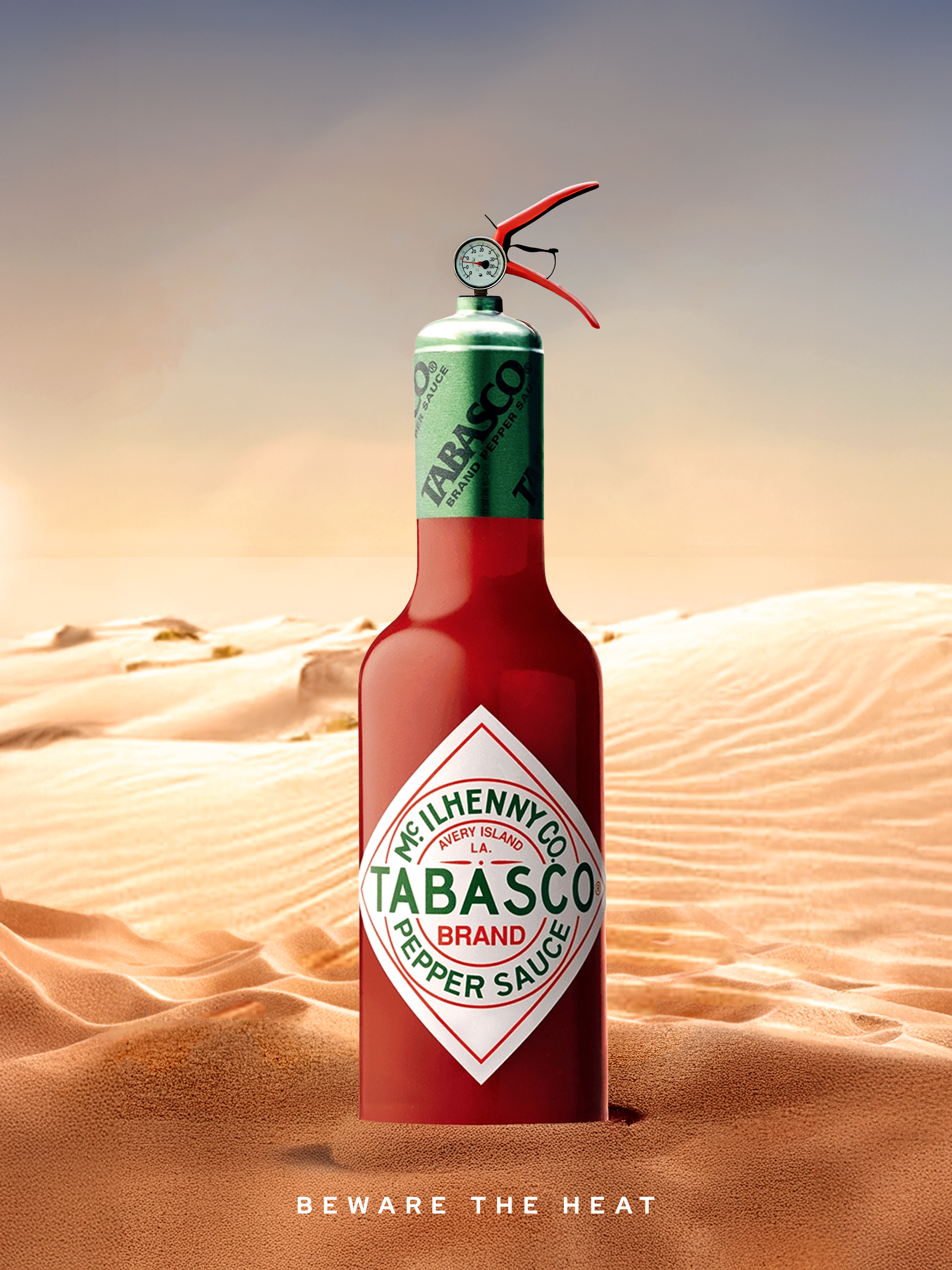 Tabasco Poster brand branding chili concept desert graphic design green hot sauce modern design peber red sahara sand sauce tabasco
