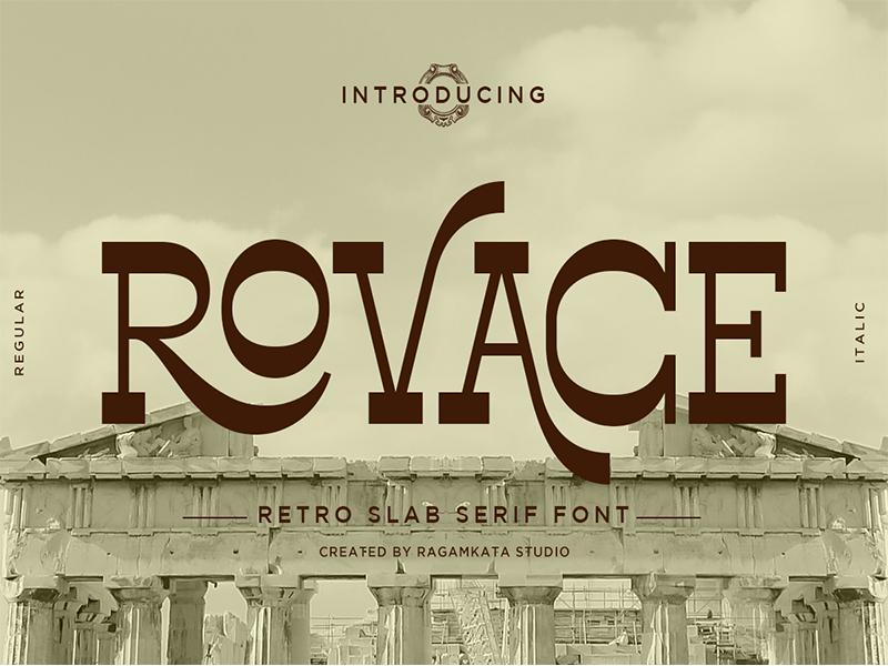 Rovace – Retro Slab Serif Font branding classic classy design display editorial elegant font fonts graphic design modern retro slab timeless type vintage