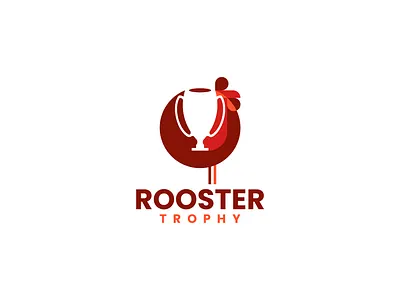 ROOSTER TROPHY LOGO adobe illustrator branding champion chicken community cup design geometric graphic design illustration logo logo design modern red rooster trophy vector