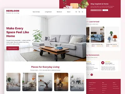 Home & Living Store Website — Landing Page UI design ecommerce homeliving landingpage modern web onlineshop onlinestore productdesign ui uidesign uiux ux uxdesign webdesign website