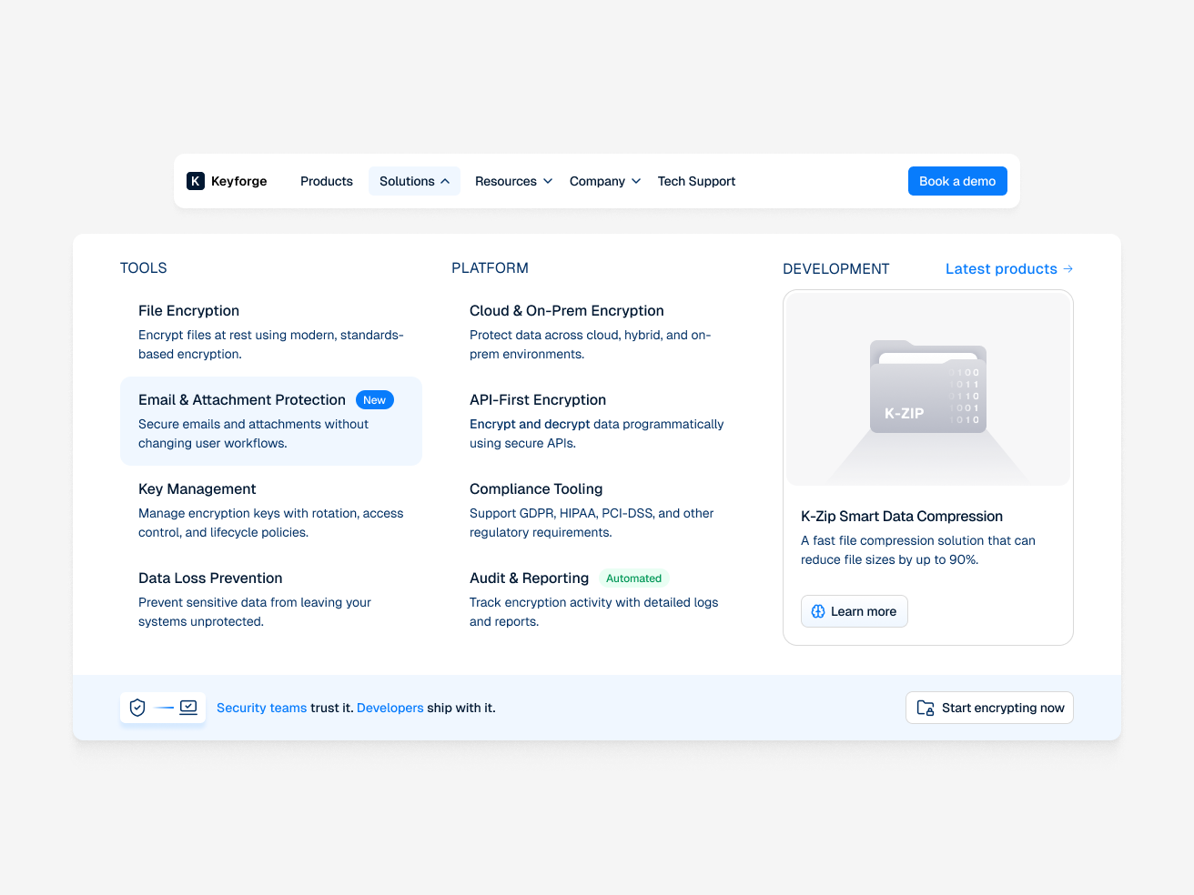 Enterprise Security Mega Menu design figma ui web web design