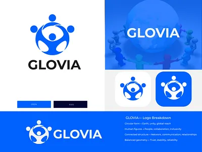 GLOVIA — Global Connection & Community Logo Design branding graphic design logo