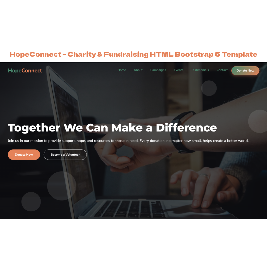 HopeConnect – Nonprofit, Donation & Fundraising Website Template ui website