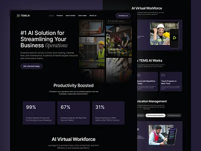 AI SaaS Website UI/UX – Business Automation & AI Workforce ai driven solutions ai driven web design automation b2b b2b business branding graphic design landing page landing page design product design tech ui ui design ui ux ux design web design