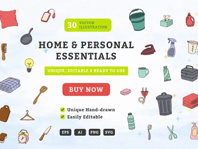 Home & Personal Essentials Hand Drawn Vector Illustration Set assets clean cozy cozy design design hand drawn handdrawn home home illustration household household vector icons illustration lifestyle personal soft ui ui assets vector