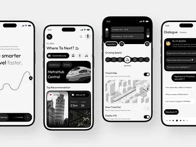 Smart Transit App – Route Planning UI/UX app app design app ui booking app dribbble ios app map metro mobile app mobile app design mobile ui mobility app public transport app rout planner smart city tracking app train transit app travel app ui