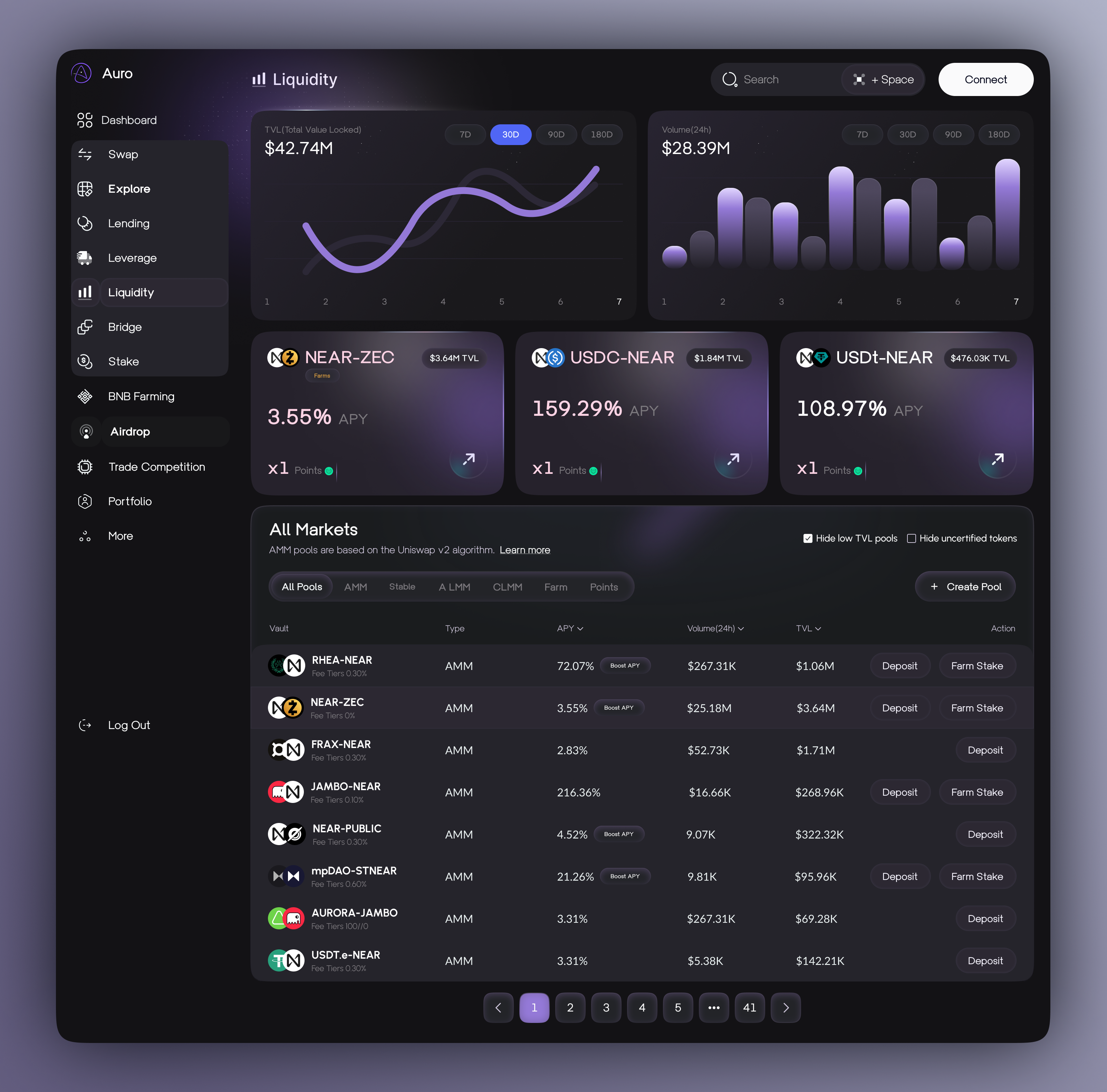 Crypto Wallet & DEX Liquidity Web3 Platform crypto crypto design dark exchange liquidity product design web app web3 design web3 platform