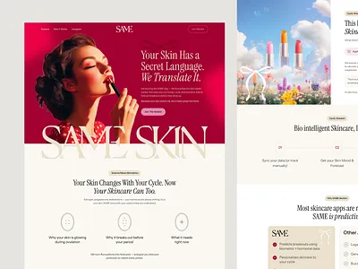 SAME Skin — Predictive Skincare Landing Page beautytech cleandesing designerlife dribbble healthtech interactiondesign landingpage minimalui productdesign saasdesign skincareapp uidesign uiux ux research uxdesign webdesign